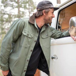 Deso Workshop Shacket Shirt in dark sage